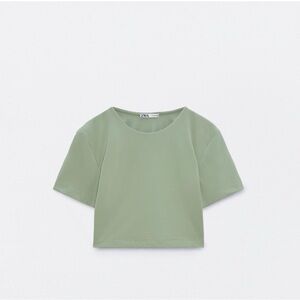 Zara sage green crop top